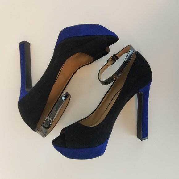 SOLD 💫 Zara Trafaluc Black&Blue Heels 8.5 - Picture 2 of 8